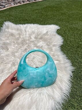 Acrylic Marbled Teal Handbag - Stylish Women’s Bag